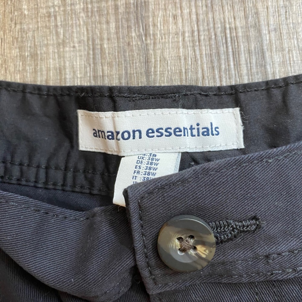Amazon Essentials Mens 38 Cargo Shorts Bundle 2 Pack Black Grey Cotton New - Picture 5 of 9